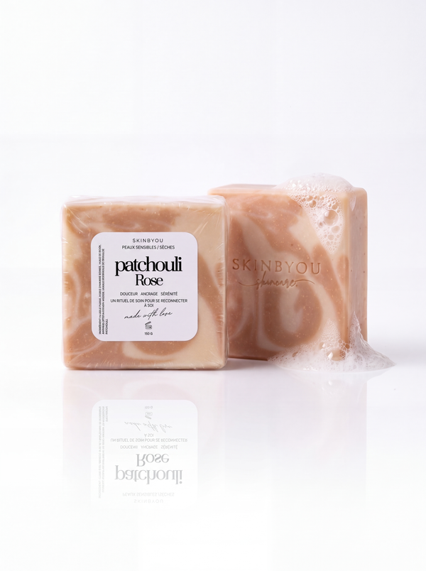 Savon Patchouli Rose — Argile Rose & huile essentielle de feuilles Patchouli 150g