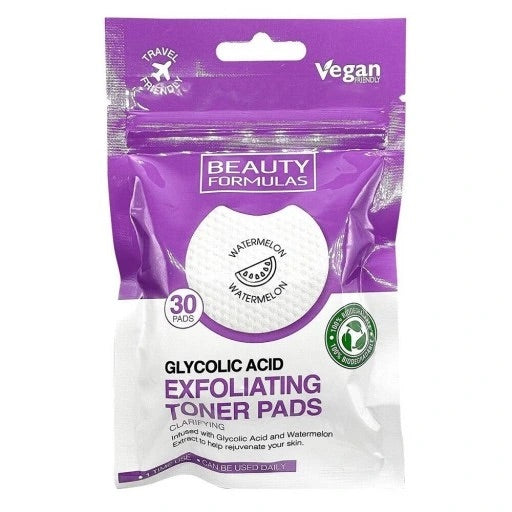 Beauty Formulas – Disques Exfoliants Clarifiants à l’Acide Glycolique (30 pads)